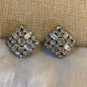 Vintage Baguette & Brilliant Cut Clip on Earrings‎
